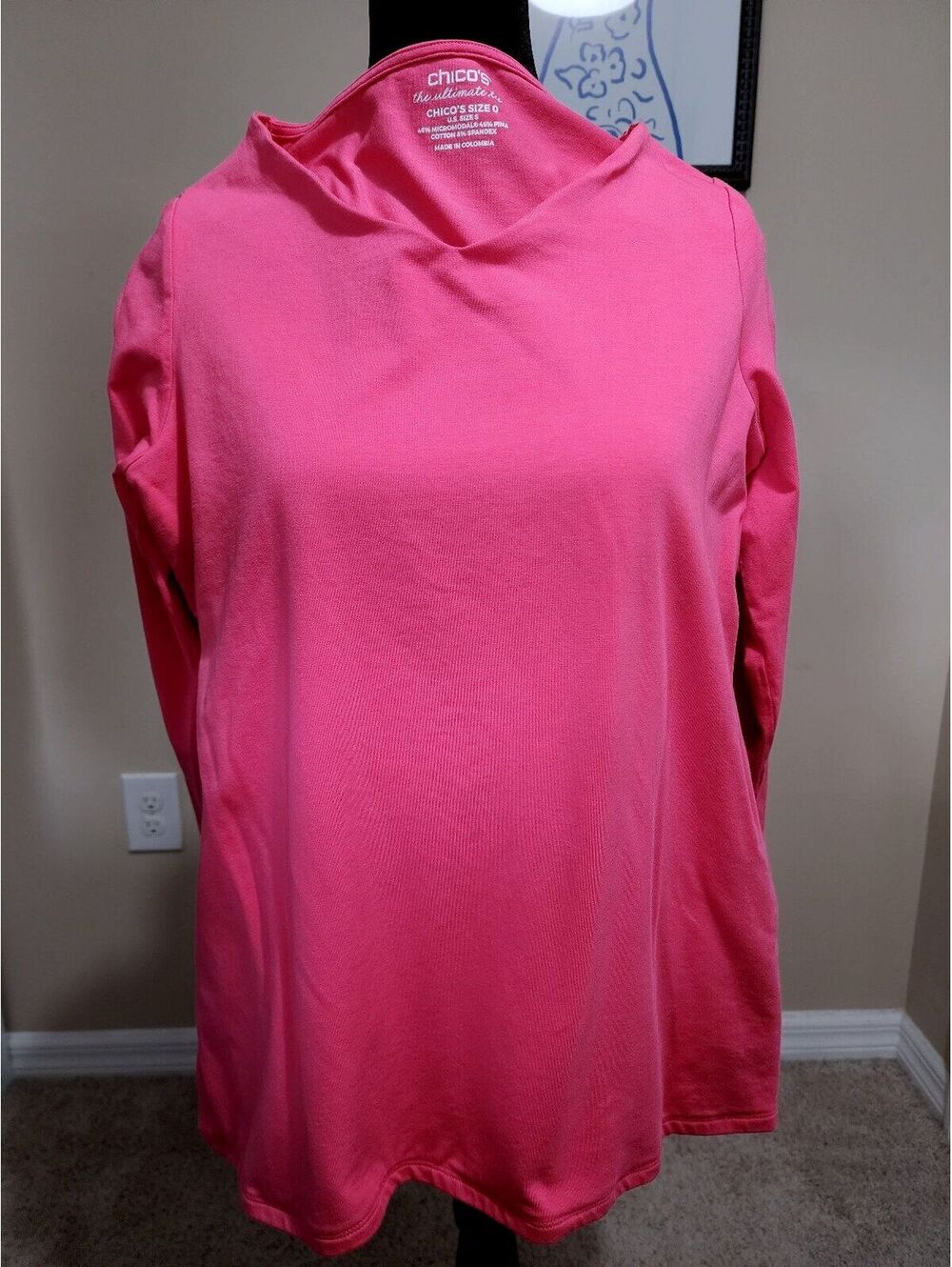 Chico's Women's Pink Long Sleeve Shirt Size 0